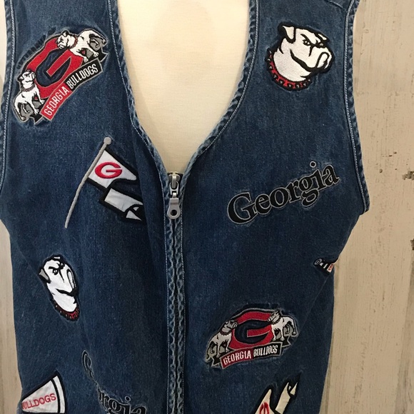 VINTAGE UGA Collegiate Collection  Denim VEST - Picture 2 of 5